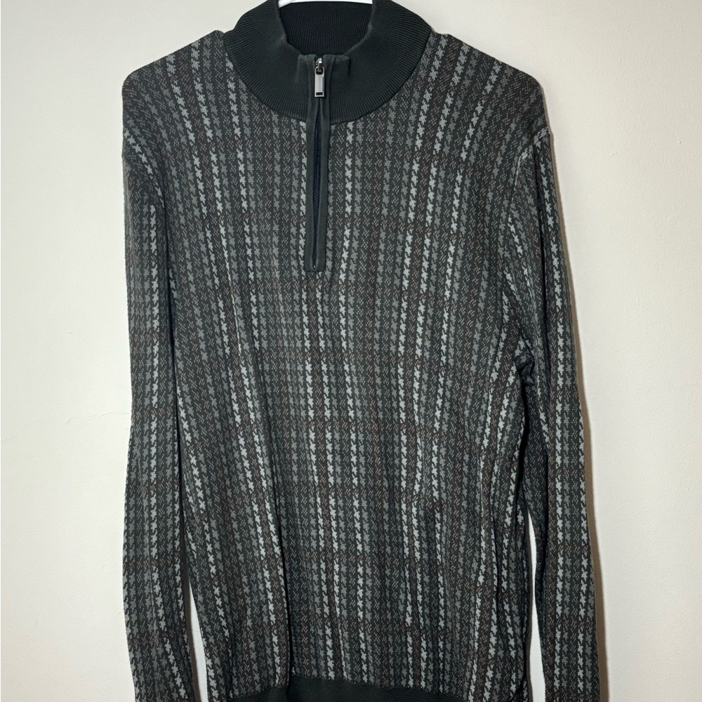 Tasso Elba Black and Gray Zip Up Sweater